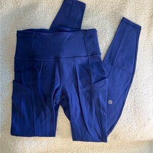 Blue Doubled lined High-Waisted Leggings